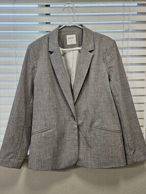 Nine West Gray Textured Single-Button Blazer